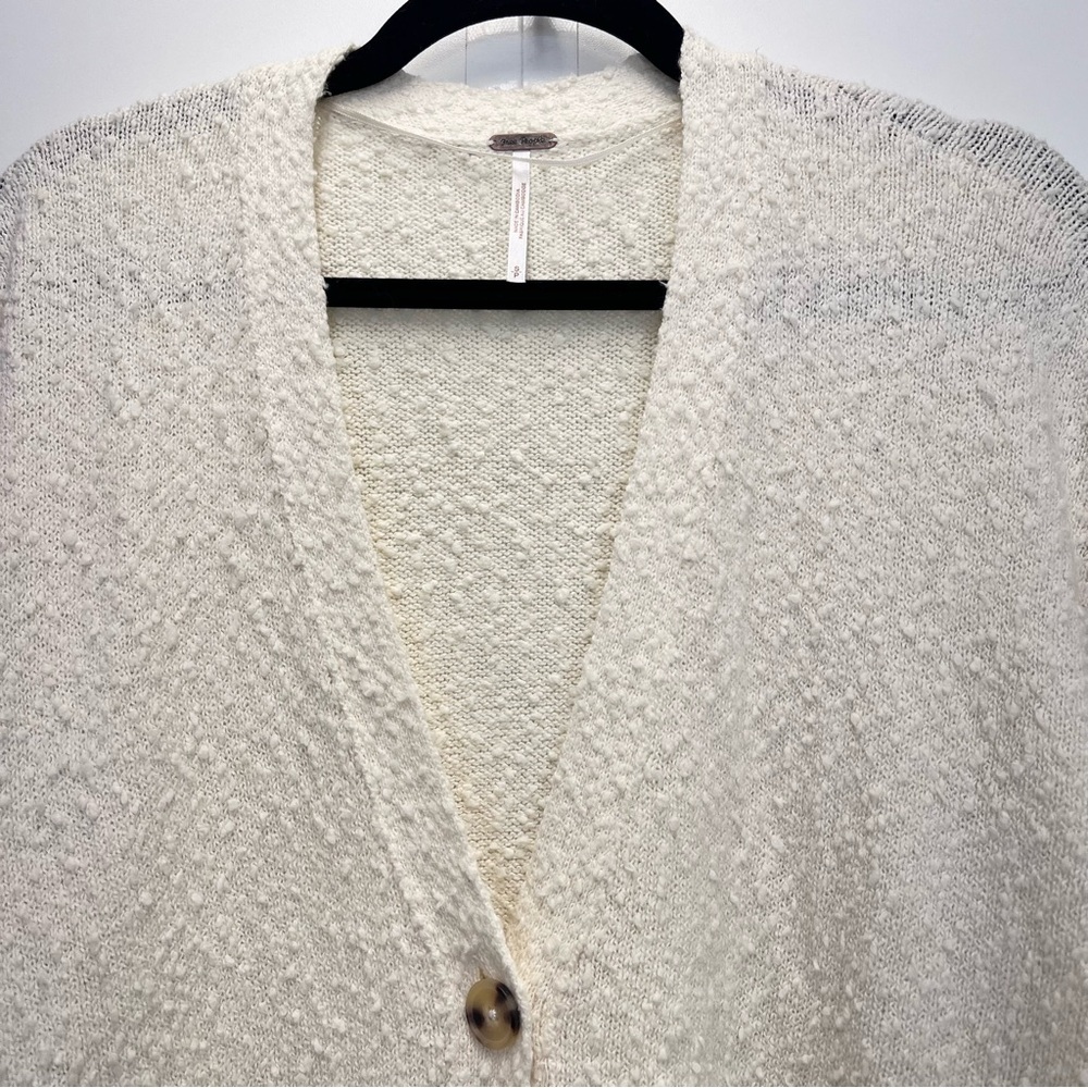 Free People Found My Friend Cardigan Sweater Small Ivory Oversized V-Neck - Picture 6 of 8
